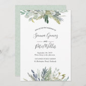 Faire-part de mariage de feuillage vert (Devant / Derrière)