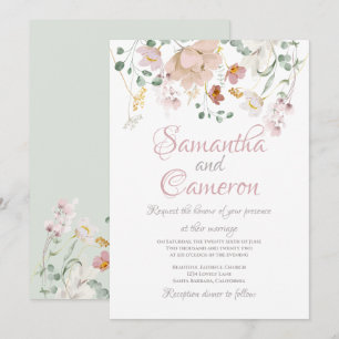 Faire-part de mariage de feuillage vert à feuillag