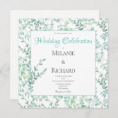 Faire-part de mariage de feuillage vert printemps (Devant / Derrière)