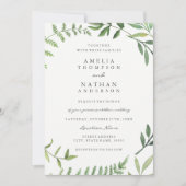 Faire-part de mariage de feuille d'aquarelle verte (Devant)