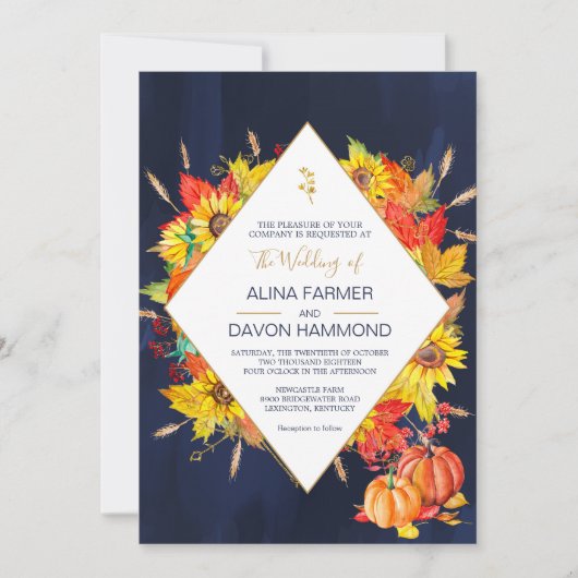 Faire-part de mariage de feuille d'automne de (Devant)