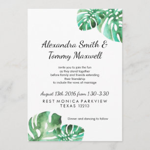 Faire-part de mariage de feuille de Monstera