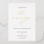 Faire-part de mariage de feuille de script minimal (Recto)