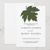 Faire-part de mariage de feuille d'érable verte d' (Devant / Derrière)