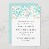 Faire-part de mariage de feuille d'or floral (Devant / Derrière)