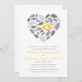 Faire-part de mariage de feuille et de coeur (Devant / Derrière)