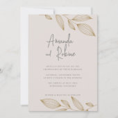Faire-part de mariage de feuille minimaliste moder (Devant)