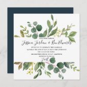 Faire-part de mariage de feuille verte aquarelle (Devant / Derrière)