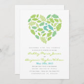 Faire-part de mariage de feuilles et de coeur Insé (Devant / Derrière)