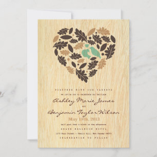 Faire-part de mariage de feuilles et de coeur Insé