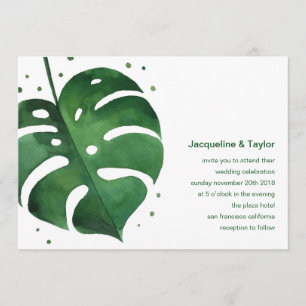 Faire-part de mariage de feuilles tropicales