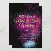 Faire-part de mariage de feux d'artifice coloré (Devant / Derrière)