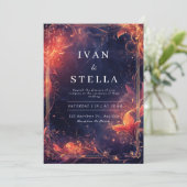 Faire-part de mariage de flamme céleste (Debout devant)