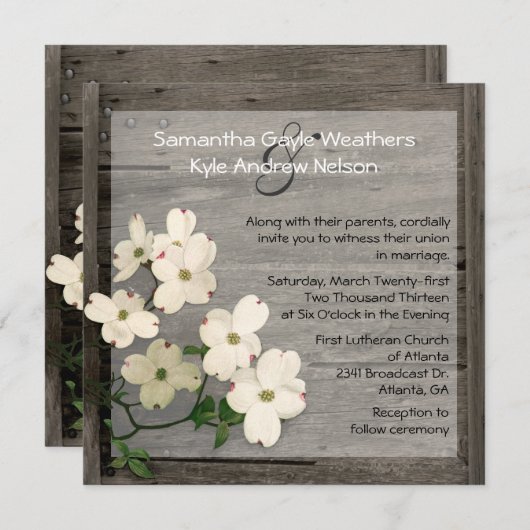 Faire-part de mariage de fleur de bois de rose (Devant / Derrière)