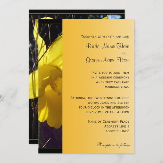 faire-part de mariage de fleur de jonquille ensole (Devant / Derrière)