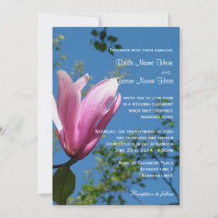 Faire-part de mariage de fleur de magnolia rose