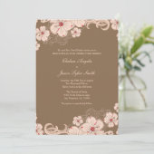 Faire-part de mariage de fleur d'hibiscus rose (Debout devant)