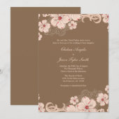 Faire-part de mariage de fleur d'hibiscus rose (Devant / Derrière)