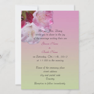 faire-part de mariage de fleur rhododendron rose