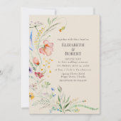 Faire-part de mariage de Fleur sauvage d'aquarelle (Devant)