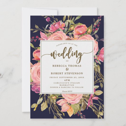 faire-part de mariage de fleur sauvage de boho mod (Devant)