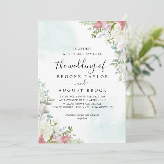 Faire-part de mariage de fleurs (Debout devant)