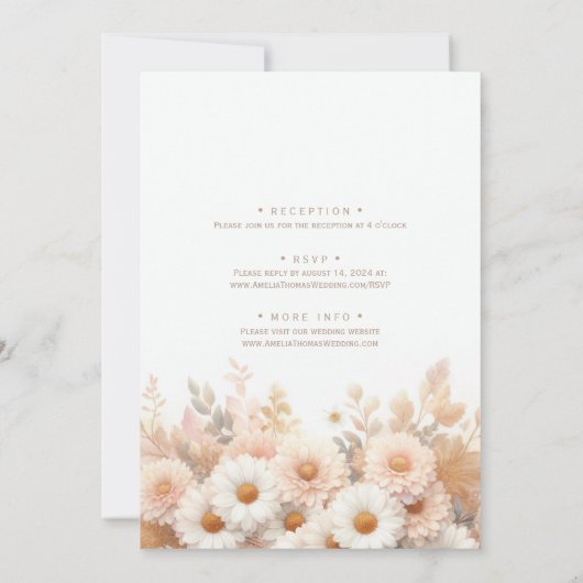 Faire-part de mariage de fleurs (Dos)