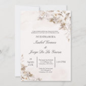Faire-part de mariage de fleurs beige en espagnol (Devant)