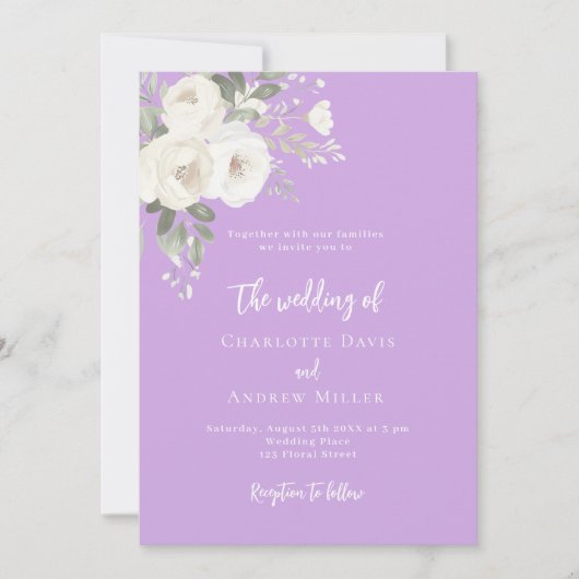 Faire-part de mariage de fleurs blanches de lavand (Devant)