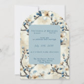Faire-part de mariage de fleurs blanches en bleu p (Devant)