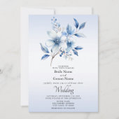 Faire-part de mariage de fleurs bleues botaniques (Devant)