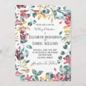 Faire-part de mariage de fleurs d'aquarelle (Devant / Derrière)