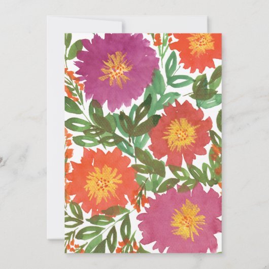 Faire-part de mariage de fleurs d'aquarelle (Dos)