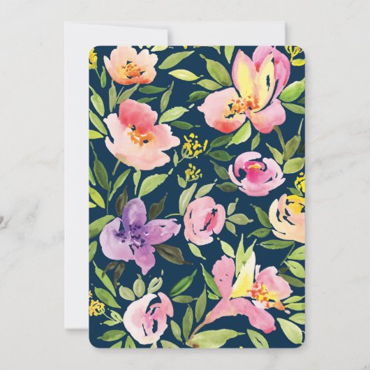 faire-part de mariage de fleurs d'aquarelle ・ MARI (Dos)