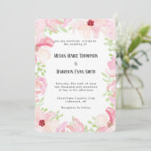 Faire-part de mariage de fleurs d'aquarelle modern (Debout devant)