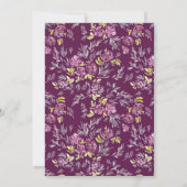 Faire-part de mariage de fleurs d'aquarelle violet (Dos)