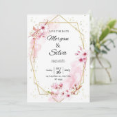Faire-part de mariage de fleurs de cerisier rose (Debout devant)