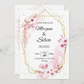 Faire-part de mariage de fleurs de cerisier rose (Devant / Derrière)