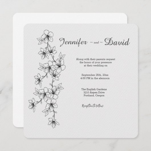 Faire-part de mariage de fleurs de cerisiers (Devant / Derrière)