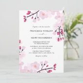 Faire-part de mariage de fleurs de cerisiers (Debout devant)