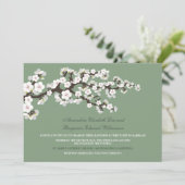 Faire-part de mariage de fleurs de cerisiers (vert (Debout devant)
