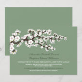 Faire-part de mariage de fleurs de cerisiers (vert (Devant / Derrière)