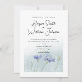 faire-part de mariage de fleurs de corail bleu (Devant)