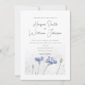 faire-part de mariage de fleurs de corail bleu (Devant)