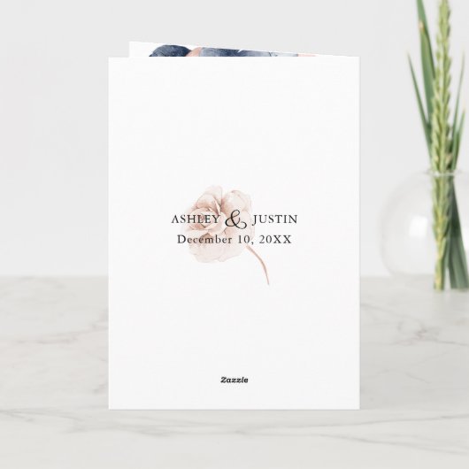 Faire-part de mariage de fleurs de denim et de flu (Dos)