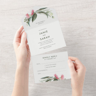 Faire-part de mariage de fleurs de gomme amérindie