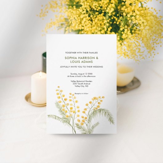 Faire-part de mariage de fleurs de Mimosa