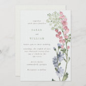 Faire-part de mariage de fleurs de prés romantique (Devant / Derrière)