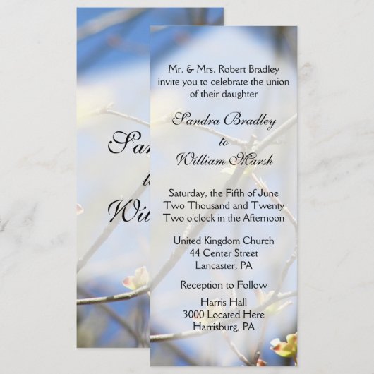 Faire-part de mariage de fleurs de printemps (Devant / Derrière)