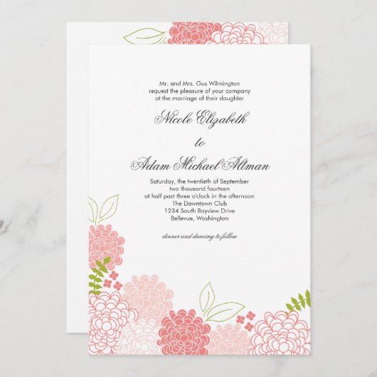 Faire-part de mariage de fleurs de printemps (Devant / Derrière)